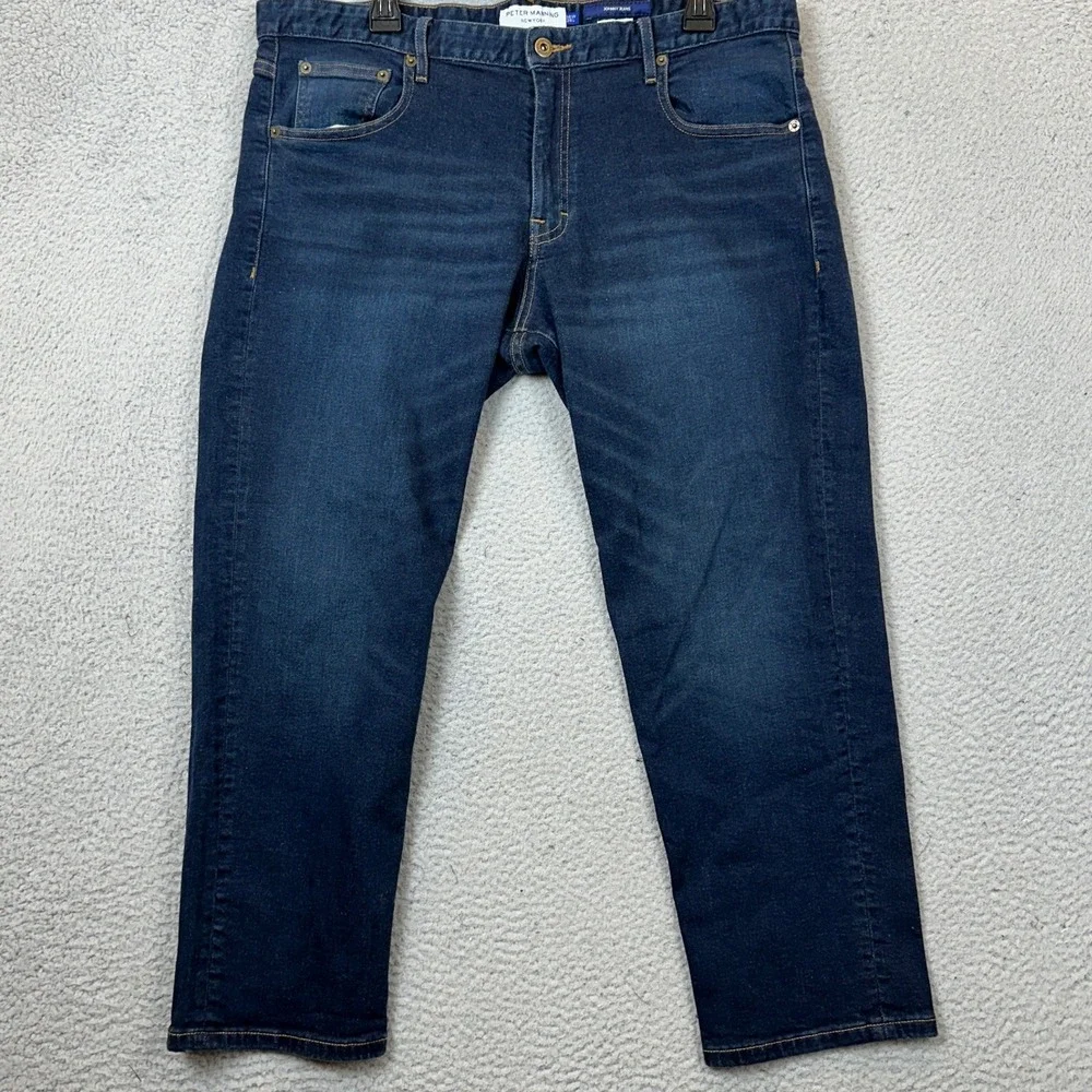 Peter Manning Jeans Mens 36X26 Johnny Jeans Dark Blue Standard Fit 5 Pockets